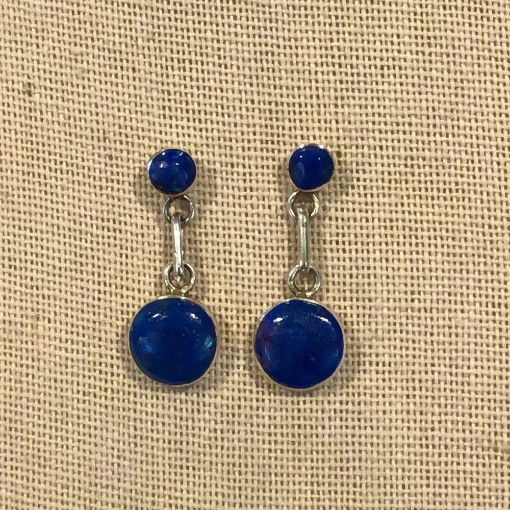 LAPIS LAZULI Sterling Silver 950 Drop Dangle Earrings